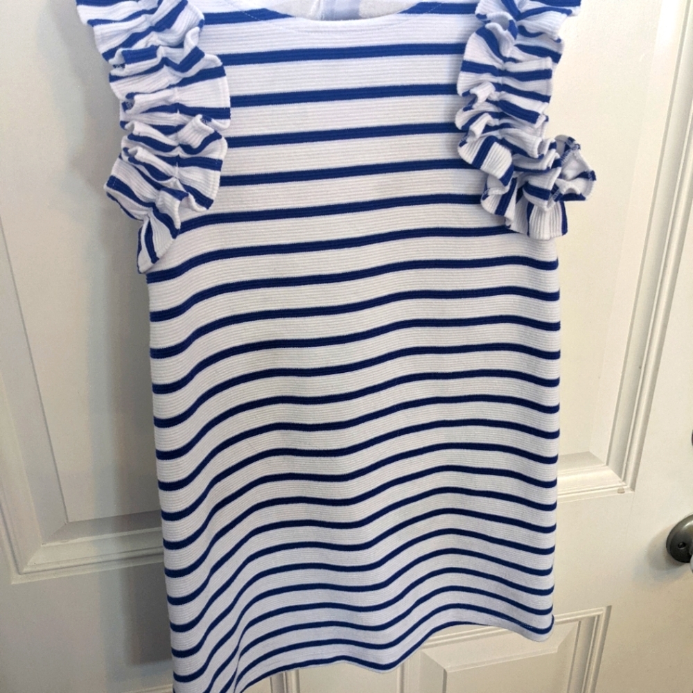 Adorable Janie and Jack navy stripe dress, size 6
